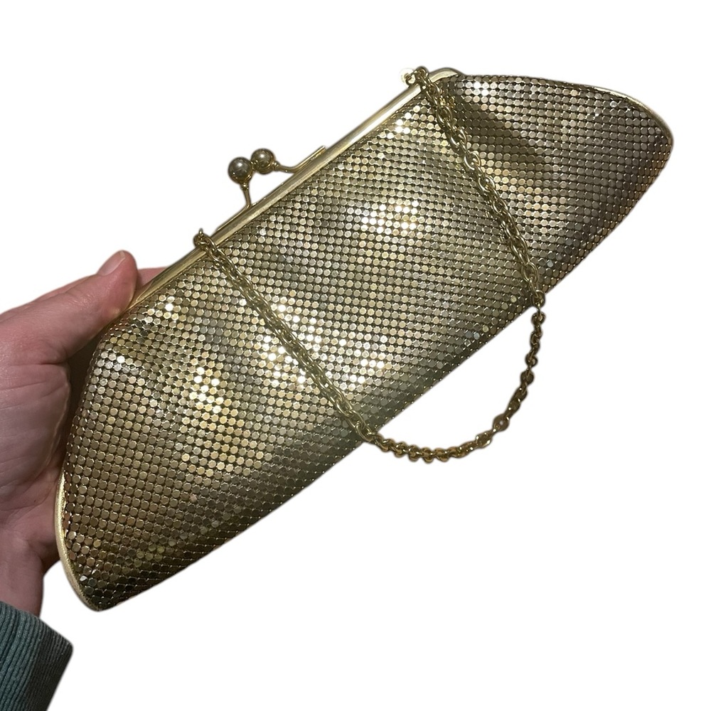 Vintage Whiting and Davis Gold Clutch Purse, EUC